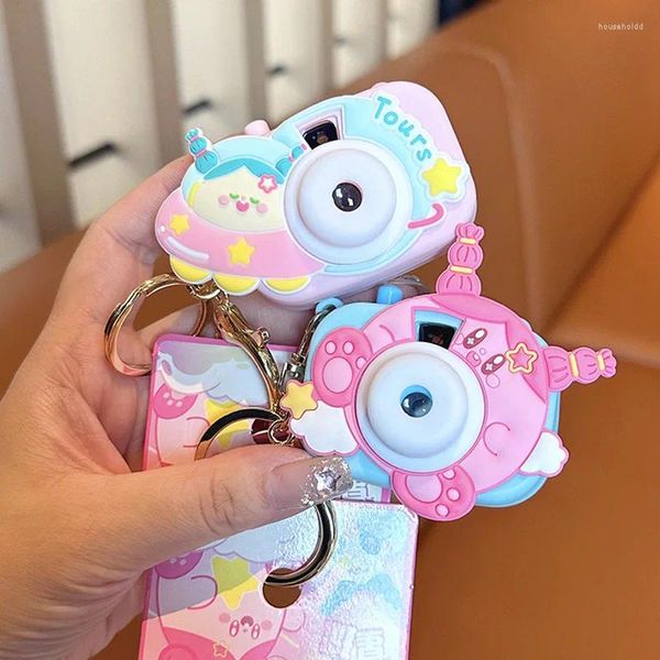 Llaveros lindo dibujos animados mini cámara de proyección llavero colgante kawaii nave espacial conejo llavero accesorio para mujeres niña niños juguetes