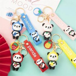 Porte-clés mignon dessin animé panda porte-clés silicone animal poupée pendentif porte-clés pour femmes hommes sac charme voiture porte-clés accessoires couple cadeau