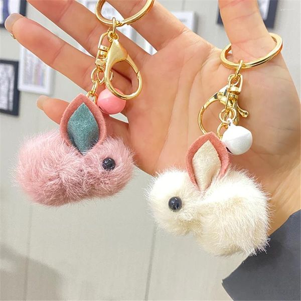 Llaveros lindo dibujos animados peluche conejo llavero para mujeres oreja grande piel conejito bolsa colgante kawaii hada animal llavero creativo niña regalo