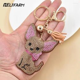 Sleutelhangers Schattige Chihuahua Hond Vlinder Schoenen Liefdesbeker Kat Schedel Kristal Metalen Sleutelhanger Voor Vrouwen Tas Hanger Charms Accessoires Sieraden