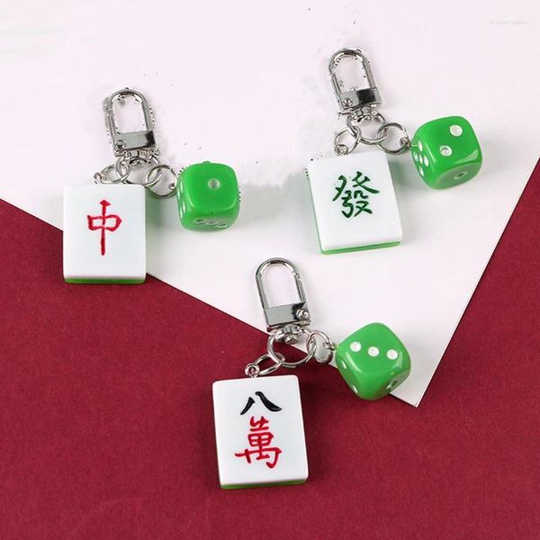 Llaveros Lindo estilo chino Mahjong Llavero Teléfono móvil Auriculares Cubierta protectora Adornos