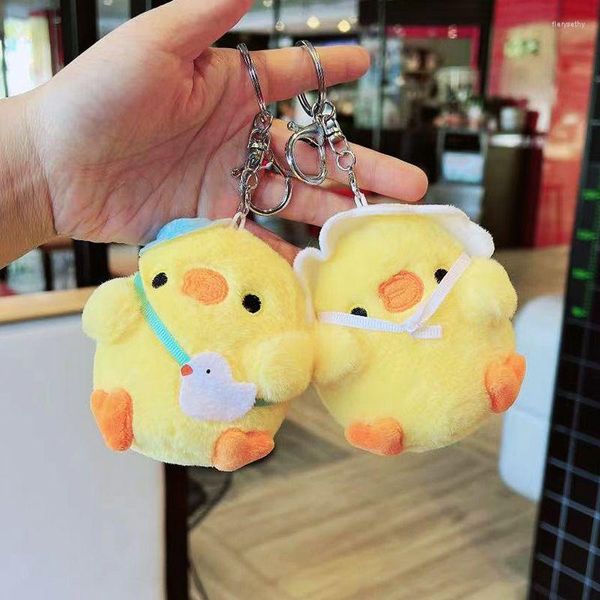 Porte-clés mignon Couple peluche bébé poussin pour clés de voiture accessoires jumelé porte-clés deux drôle en gros