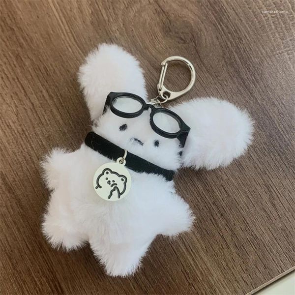 Llaveros Lindo perro llavero colgante suave adorno de peluche llavero bolso juguete decorativo para la mochila del coche decoración del teléfono al por mayor