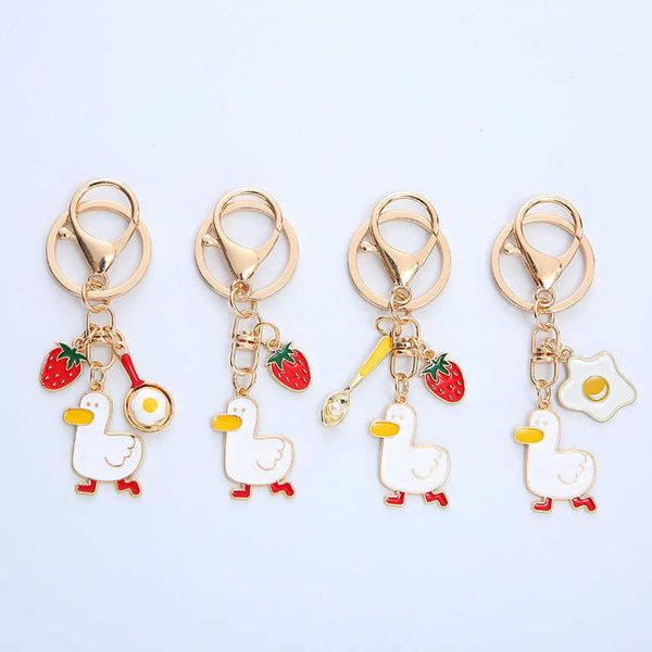 Porte-clés mignon caneton oeuf fleur mayonnaise canard assaisonné couple créatif joli sac pendentif porte-clés G230525