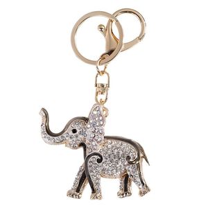 Llaveros Lindo Elefante Brillo Cristal Animal Exquisito Llavero Bolsa de Coche Colgante Adorno Aleación Llavero Baratija Mujer Chica Joyería Regalo