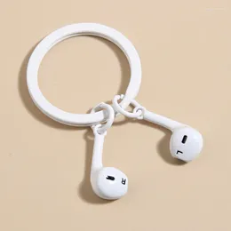 Keychains Mignon Emaill Keychain Earphone Key Ring Wireless Headset Chains Music Gifts For Women Men Handbag Accessorie Car Keys Bijoux