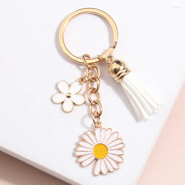 Keychains Mignel Emaill Keychain Tassel Tassel Key Ring Flower Chains Cadeaux d'amitié pour les femmes Bijoux de bricolage pour femmes