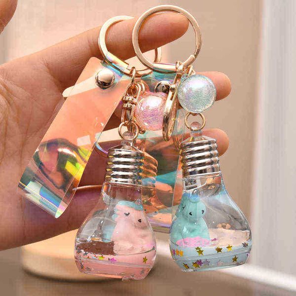 Porte-clés Mignon À La Mode Licorne Anime Poupée Porte-clés Acrylique Creative Ampoule Charme Porte-clés Couple Sac Cadeau Mobile Téléphone Porte-clés T220909