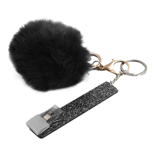 Porte-clés mignon boule de fourrure porte-clés avec extracteur de carte porte-clés sans contact couleur unie en forme de Kawaii porte-clés porte-clés porte-clés porte-clés