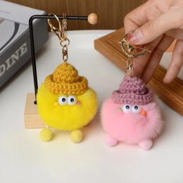 Keychains Keychains Elf Elf Femmes Keychain REX Rex Coil Car Key Chain Sac Backpack Pendants décoratifs Pom Animal Fur Keyring