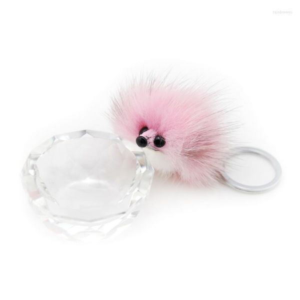 Porte-clés mignon filles moelleux hérisson porte-clés femmes pompon Animal porte-clés sur sac voiture bibelot bijoux fête de mariage jouet cadeau