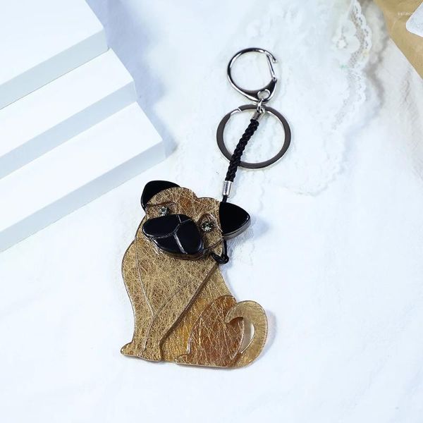 Llaveros Lindo Hecho A Mano Arcylic Animal Perro Llavero De Acero Inoxidable Cadena Para Mujeres Niña Regalos Accesorios De Joyería