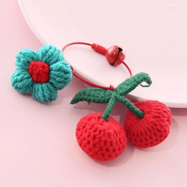 Porte-clés mignon tissé à la main porte-clés créatif kaki cacahuète fraise pendentif porte-clés sac charmes voiture porte-clés bijoux cadeau accessoires