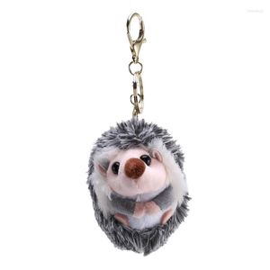 Keychains schattige hedgehog pluche keychain mobiele telefoon hanger Keyring pompon ring speelgoed grijs anime bont geschenken