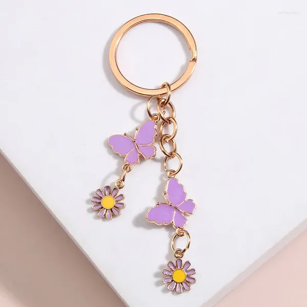 Keychains Keychain Keychain Butterfly Flower Key Ring Garden Email Chains Animal Cadeaux Animal pour femmes Bijoux de bricolage pour femmes