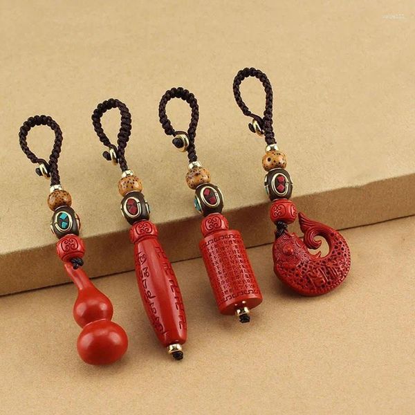 Keychains mignons sacs porte-clés ornements de sac féminin élevé Cinnabar Cinabar Fashion chinois Cadeaux de charme naturel de Chine