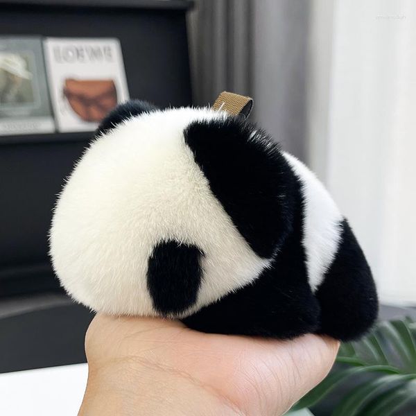 Llaveros Llavero lindo para las llaves del coche Piel de Rex natural en el teléfono Llavero de panda Regalo Llaveros de novia