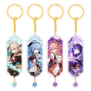 Keychains schattige sleutelhanger genhin Impact Account Anime Key Chain Women Men Men Xiao Tartaglia Klee School Teacher Gift Keyring Friends