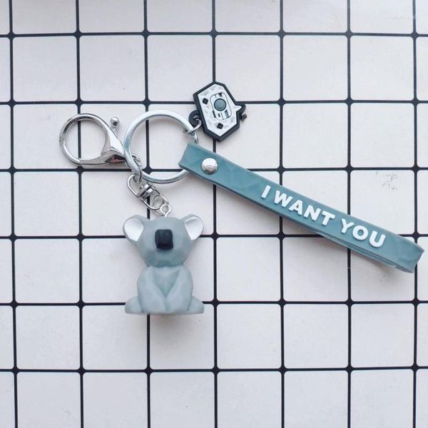 Porte-clés mignon Koala Animal pendentif Kawaii Gel de silice porte-clés pour femme sac hommes voiture poupées enfants goût jouets breloques Enek22