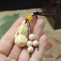 Keychains mignon acajou ivoire porte-clés 3D réel bouddha pendant clés anneau de forme de forme bijoux de forme