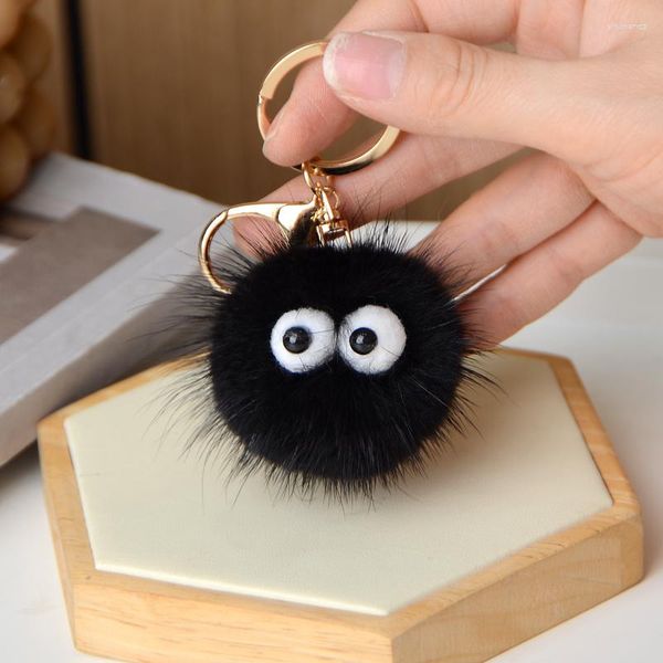 Porte-clés mignon vison boule de charbon voiture porte-clés pendentif peluche poupée sac suspendu cadeau