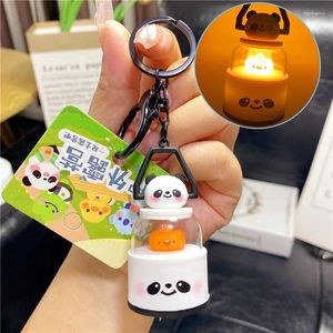 Keychains mignon panda mini lanterne porte clés délicat couple de camping en plein air clair