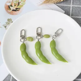 Sleutelhangers Schattige Erwt Bean Soja Edamame Voedsel Sleutelhanger Sleutelhanger Voor Vrouwen Mannen Gift Statement Creatief Plezier Auto Airpods Box Bag Charms Trinket