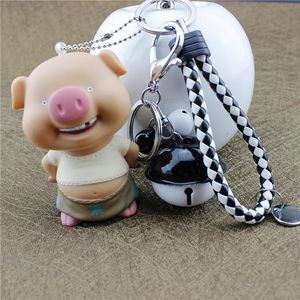 Keychains Cute Pig Llavero Keychain Auto Key Chains Ring Bell Trinket Swine Porte Clef voor autokharring dameshouder tas hanger cadeau