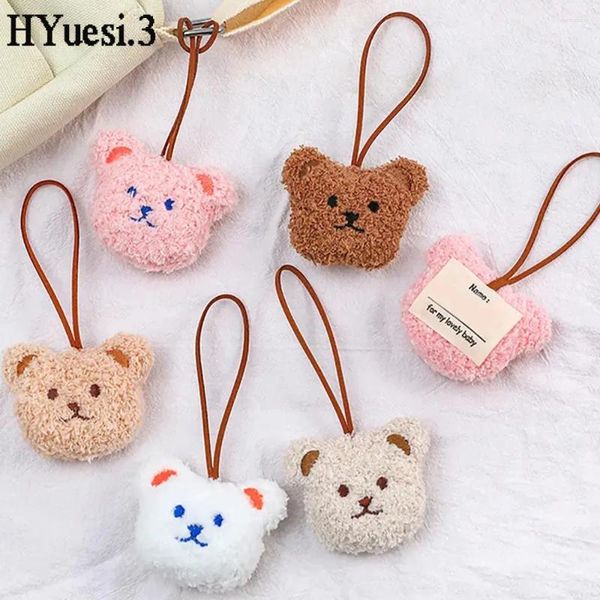 Llaveros Lindo oso de peluche llavero de dibujos animados animal en forma de etiqueta de nombre de jardín de infantes con llaveros para mujeres niña niño billetera bolso de escuela ornamento