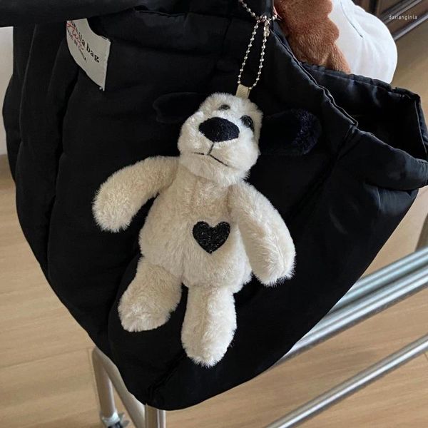 Keychains lindo felpa Black Love Puppy Keychain Toy Toy Animal Animal Toys Mochila Mochila Bacda de colgantes Regalos