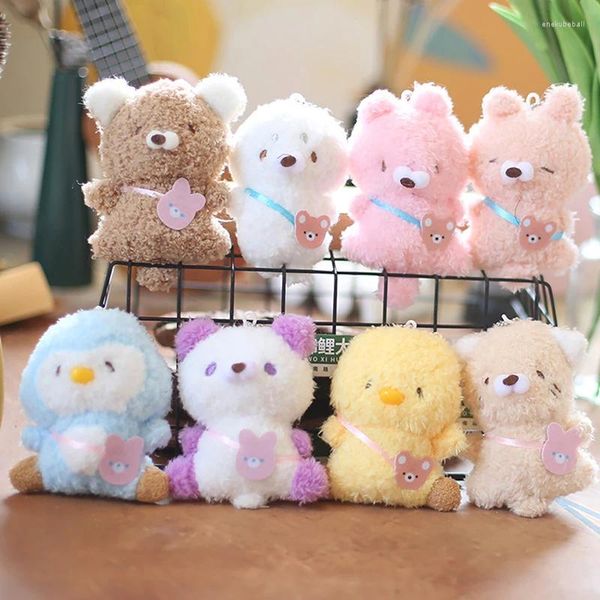 Porte-clés mignon peluche poussin pingouin poupée jouets porte-clés sac charmes clé pendentif décorations kawaii doux farci anneau pour filles enfants cadeaux