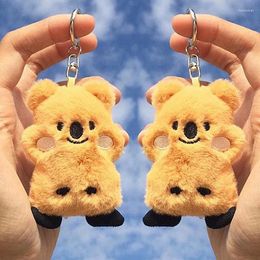 Porte-clés mignon peluche marmotte porte-clés peluche peluche animal koala poupée jouet imitation fourrure porte-clés sac à dos pendentif fille cadeau