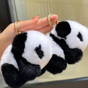 Keychains schattige pluche panda sleutelhang imitatie fur pop keychain autosleutels tas hanger voor vrouwen meisjes sieraden cadeau