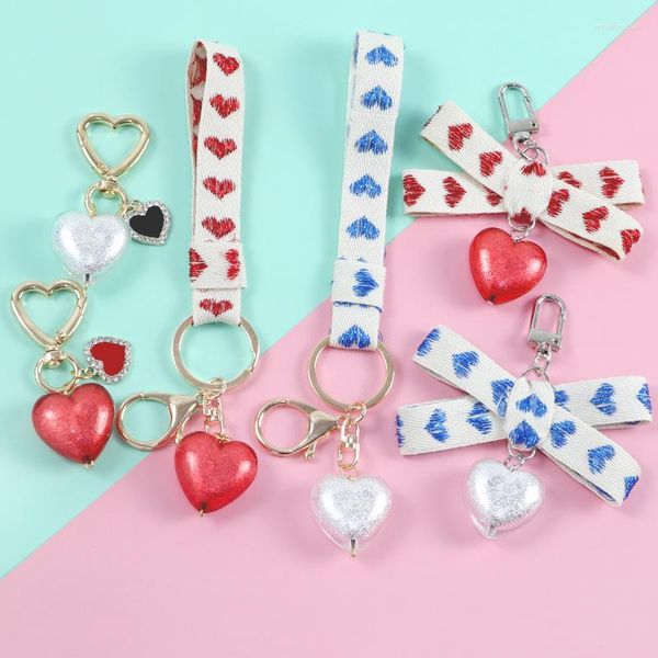 Porte-clés mignon Point perceuse pêche doux coeur porte-clés amour palmé créatif saint valentin cadeau pendentif sac décoration