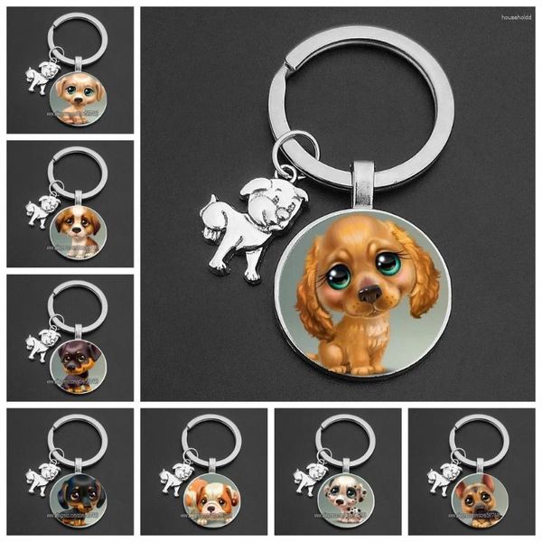 Porte-clés mignon chiot chien jouant porte-clés amour animal de compagnie pendentif mode porte-clés cadeau d'anniversaire