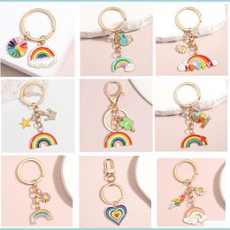 Keychains schattige regenboogwolk Keychain Key Ring Email Ketens voor vrouwen meisjes handtas drop levering 2021 mode -accessoires mjfashion dhwh5