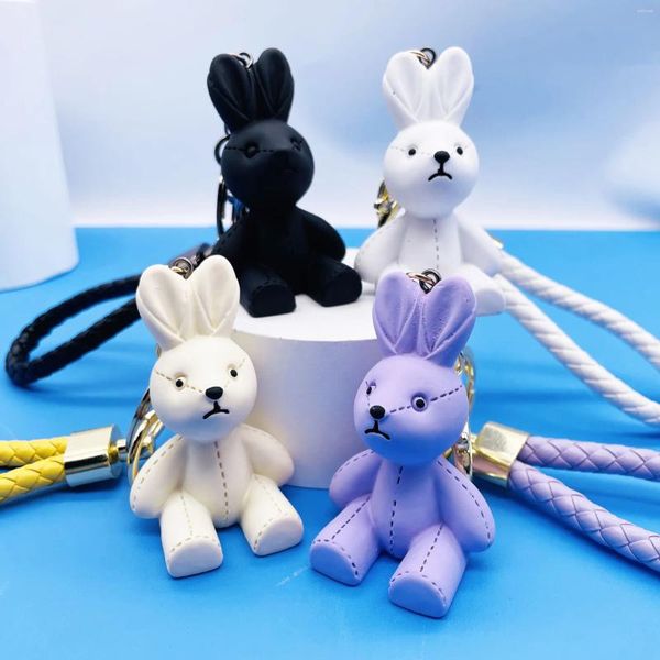 Keychains Migne Resin Bear Key Chain Bow Bell Keychain Tising Fashion Doll Sac Sac de vacances Pendants Ring pour les filles Cadeau