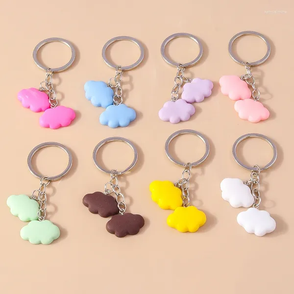 Porte-clés mignons nuages en résine, breloques, cadeaux souvenirs pour femmes et hommes, clé de voiture, sac à main, pendentifs, chaînes, accessoires