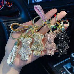 Keychains Leuke Rhinestone Bear Keychain Woman Keyring voor autosleutel Cartoon Mouse Dames Bag Pendant luxe houder kettingliefhebbers meisje cadeau