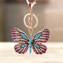 Porte-clés mignon strass cristal coloré papillon porte-clés Animal insecte grandes ailes porte-clés porte-anneau pendentif porte-clés
