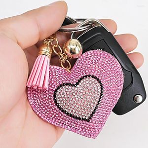 Porte-clés mignon strass coeur porte-clés gland mode bijoux pendentif pour sacs à main décoration téléphone accessoires porte-clés cadeaux de mariage