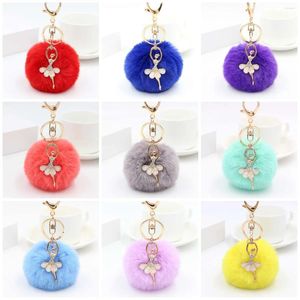 Keychains Kelestone Little Angel Car Keychain Fake Fur Key Chain Femmes Bagure de sac à bijoux bijoux Gift