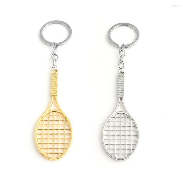 Llaveros Lindo Deporte Tenis Raqueta Colgante Llavero Fitness Llavero Metal Oro Plata Color Llavero Anillo Joyería Accesorios Regalo