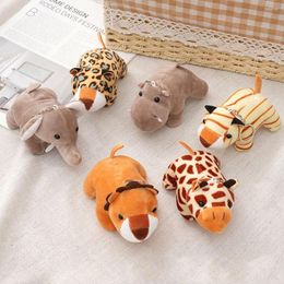 Keychains schattige gevulde poppen Keychain Jungle Animal Tiger Elephant Monkey Lion Giraffe Plush Key Rings speelgoedgeschenken voor kinderen