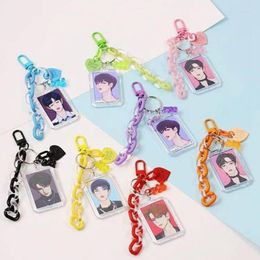 Keychains Cute Sweet Korean ID Card Po Protect Case Candy Color Keychain Bag Car Keys Keyring Chain Pendant Protector Decor Couple Gift Emel