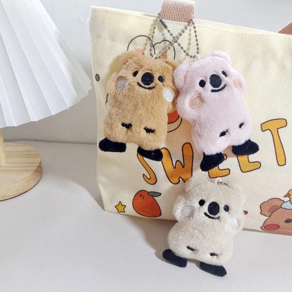 Llaveros lindo oso sin cola llavero suave algodón animales bolsa colgante juguetes de peluche accesorios de coche kawaii mujeres niñas regalos de cumpleaños