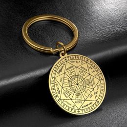 Keychains Dawapara Het zegel van zeven aartsengelen door Asterion Solomon Kabbalah Amulet Hangers Keyring roestvrijstalen sleutelhanger