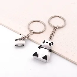 Porte-clés Dayoff mignon noir blanc panda porte-clés belle bague animale pour enfants femmes sac cadeau pendentif K49