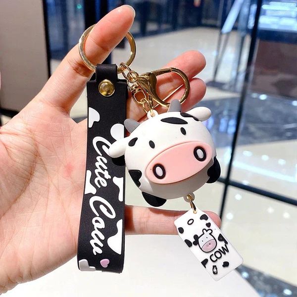 Porte-clés délicat créatif vache personnalité mignonne porte-clés chaîne cartable petit pendentif accessoires décoration cadeaux vente en gros