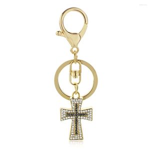 Porte-clés délicat Dalaful Unique cristal croix Chic porte-monnaie sac pendentif pour voiture femmes accessoires DK310